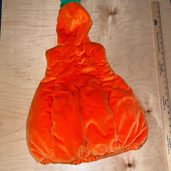 PUMPKIN COSTUME WITH HOOD ATTACHED NICE LINING VERY PLUSH MATERIAL CUT SIZE TAG - Picture 7 of 10